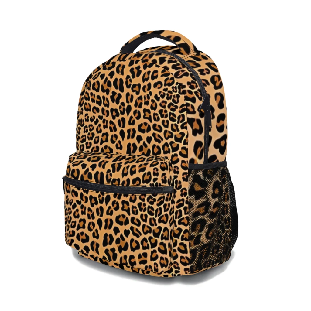 Nova moda leopardo impressão mochila saco grande capacidade na moda saco de livro multi-bolsos ajustável 17 polegada