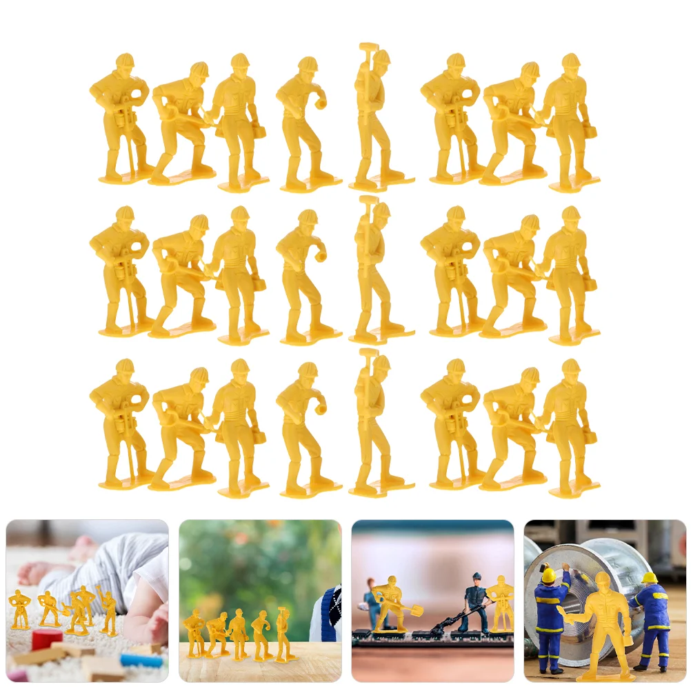 54 Pcs Simulator Engineering Workers Model Kit Figurines Mini Toy Men Plastic Emergency Repair Team