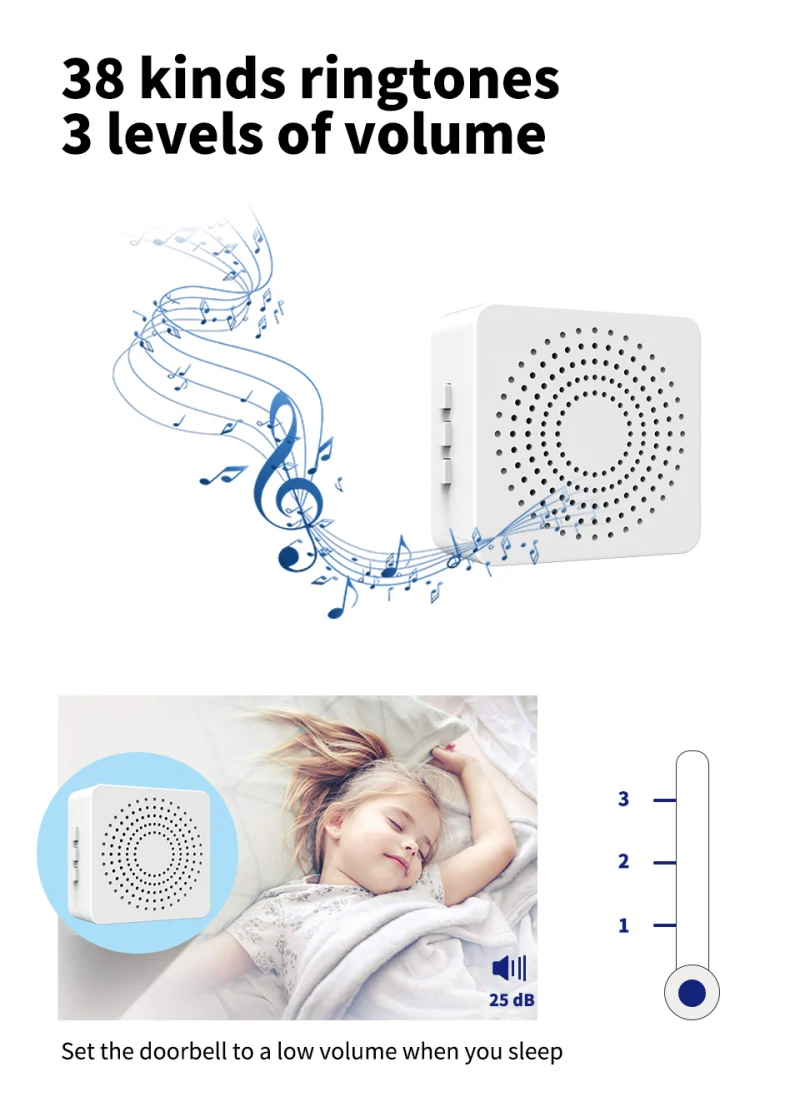 433 Doorbell Wireless Home Intelligent Remote Control Doorbell USB Powered Elderly Call Reminder Home Welcome Doorbell