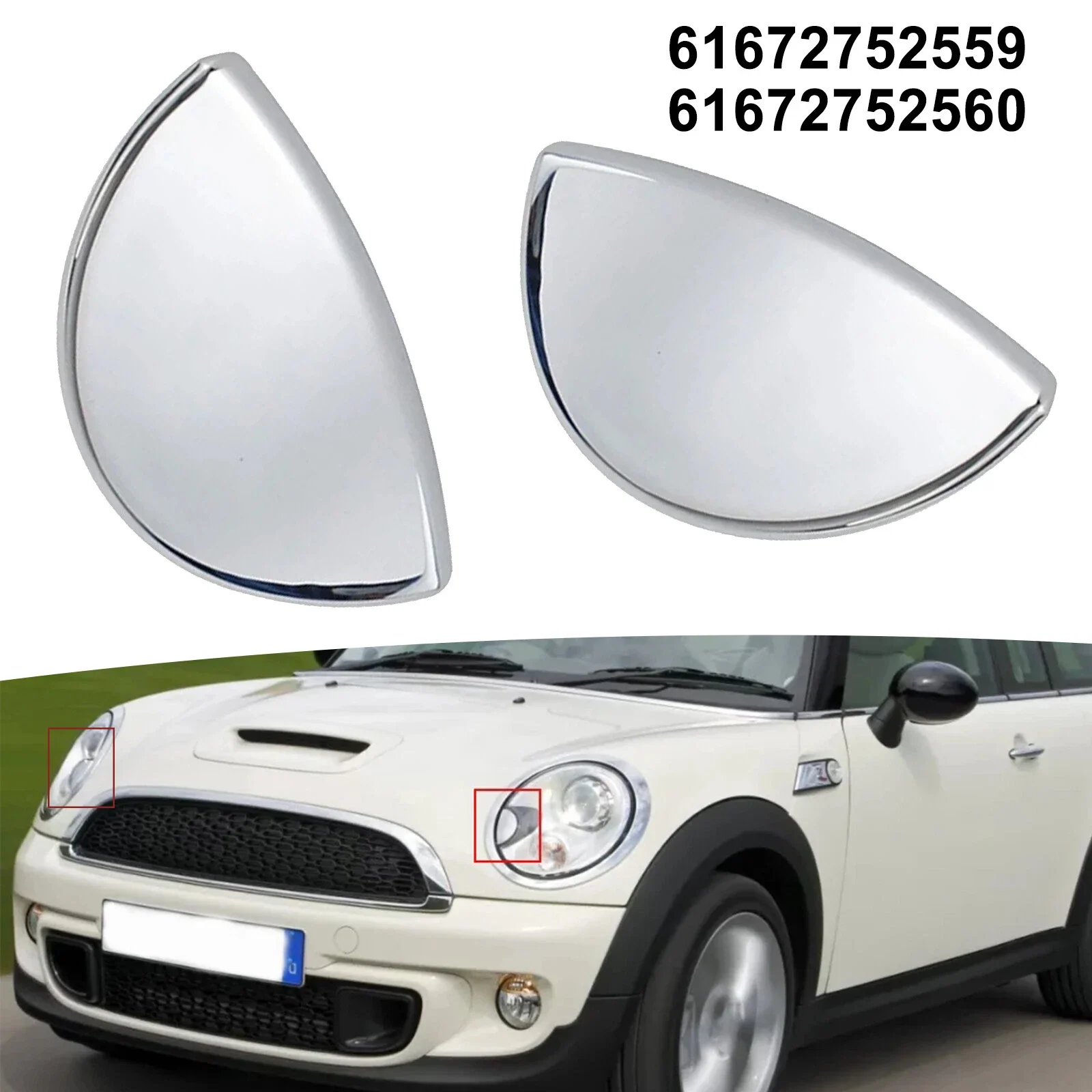 

2pcs For Mini Cooper R55 R56 R57 R58 R59 08-14 Headlight Washer Nozzle Cover Cap Left And Right Headlight Cleaning Nozzle Caps