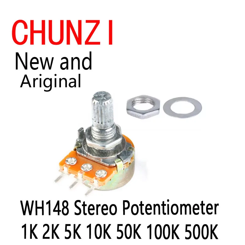 5 قطعة WH148 B1K B2K B5K B10K B20K B50K B100K B500K 3Pin 20 مللي متر رمح مكبر للصوت المزدوج ستيريو الجهد 1K 2K 5K 10K 50K 100K 500K