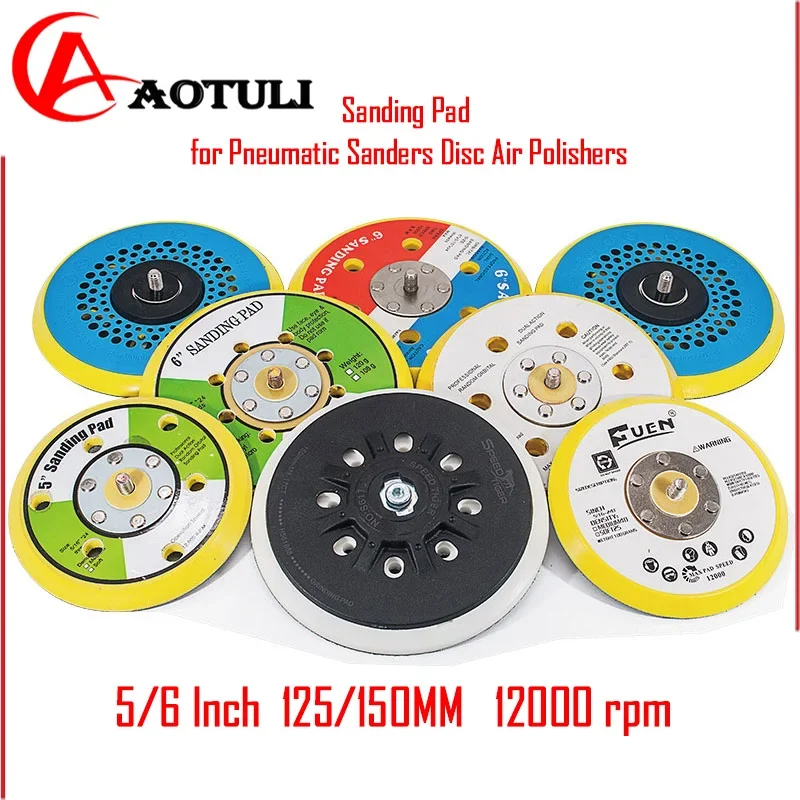 Sanding Pad 5/6 Inch 125/150MM 12000 rpm General Purpose Sanding Pad Plate with Holes for Pneumatic Sanders Disc Air Polishers