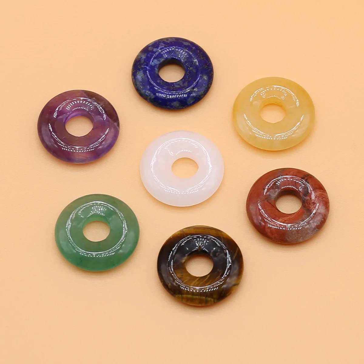 

7Pcs/lot Natural Stone Abacus Beads Large Hole Flat Beads Positive Hole Amethyst for Making Jewelry Necklace Accessories Gift