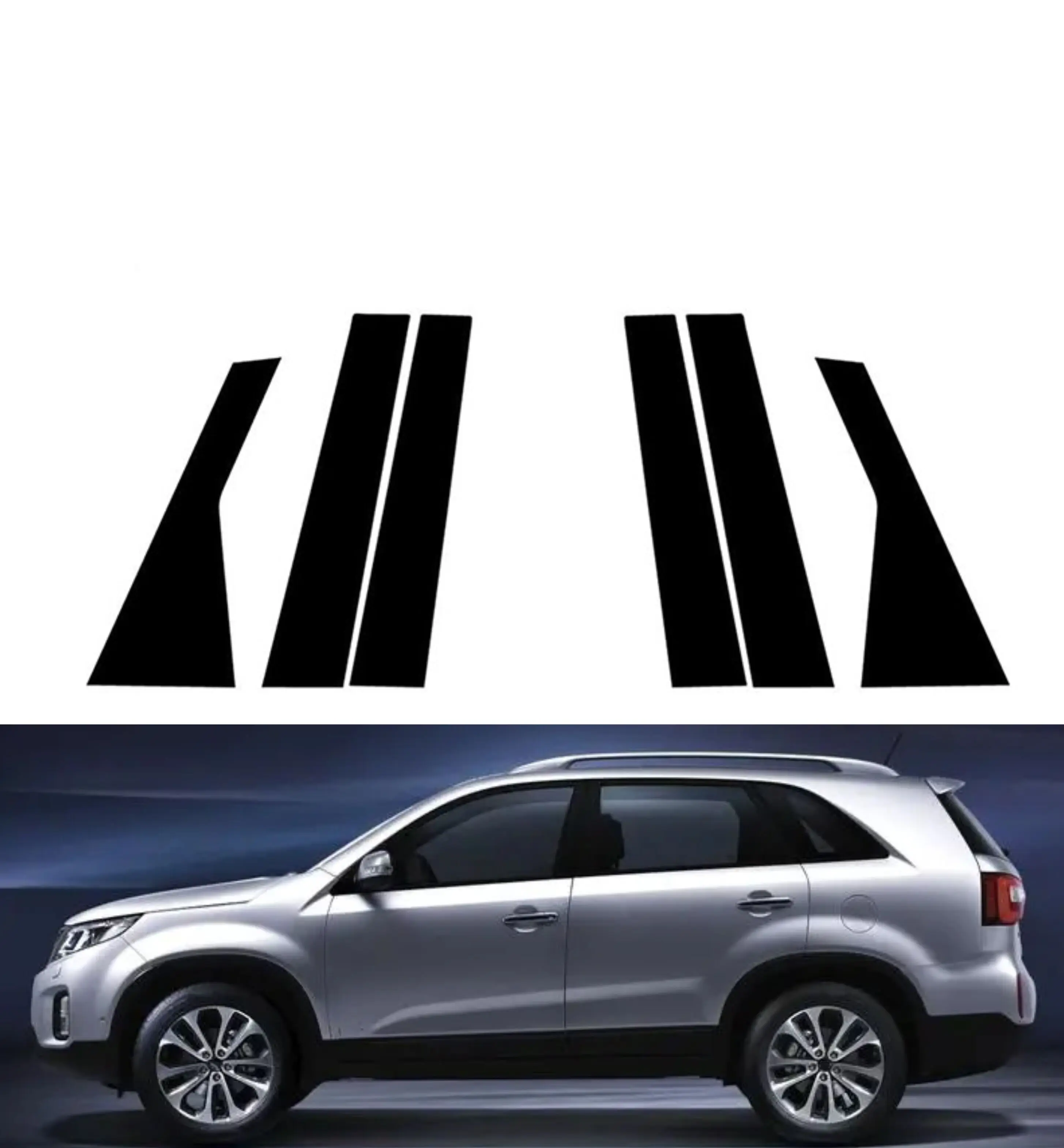 

6PCS Polished Pillar Posts For Kia Sorento UM 2015 2016 2017 2018 2019 2020 Door Window Trim Stickers Exterior Auto Accessories