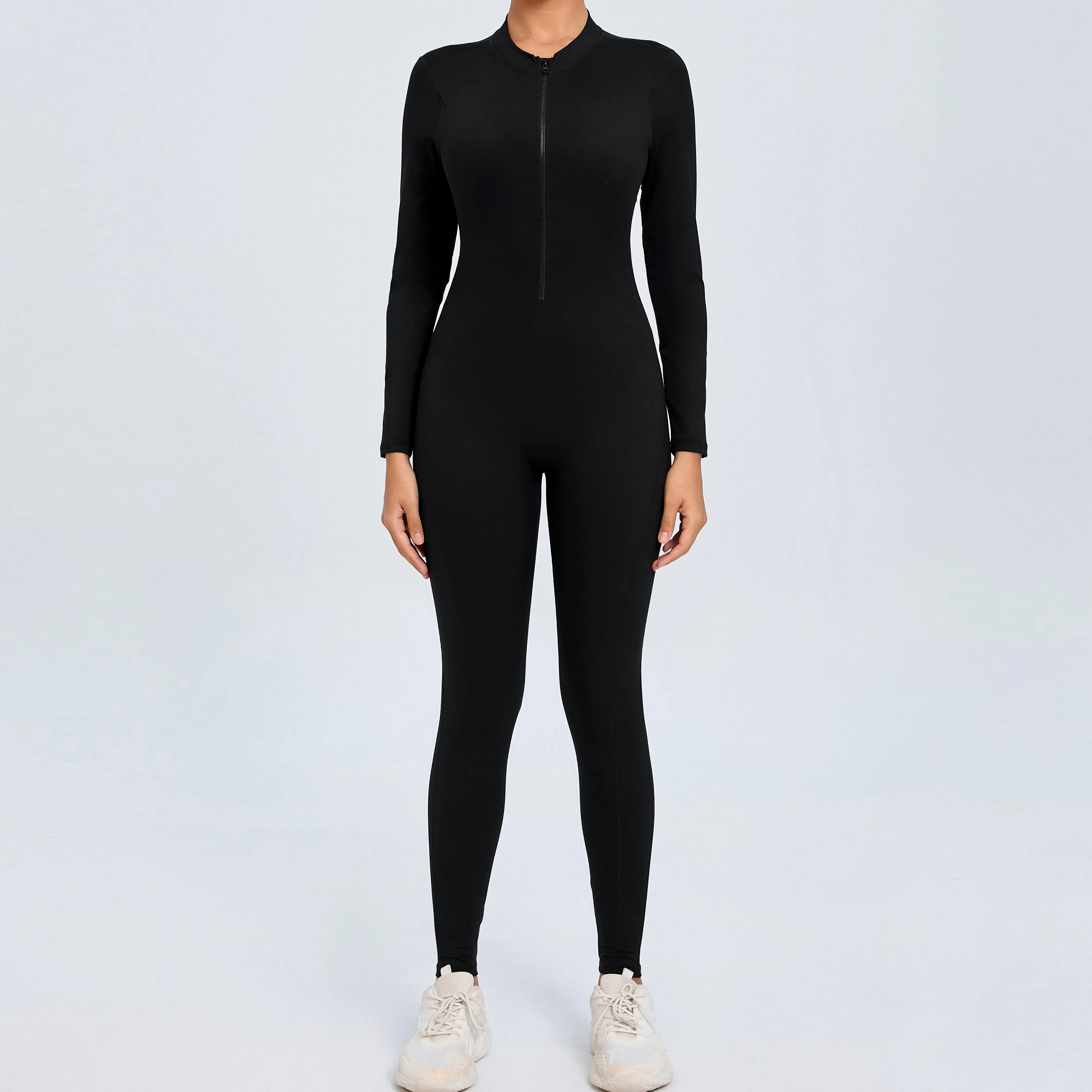 Women Sportwear Yoga Jumpsuit Zip Long Sleeve Back Open Outfit Fitness Tracksuit Tight One-piece Gym Overalls Sports Bodysuit