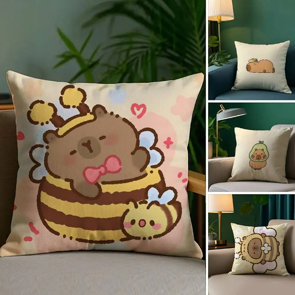 

Cute Funny Kapibala Pillow Case Anti-dustmite Invisible Zipper Sofa Bed
