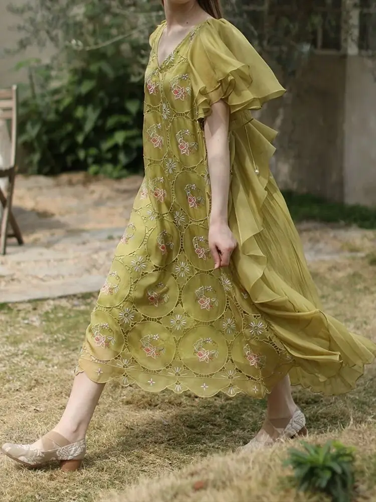 

Весенне-летнее женское французское романтическое розовое кружевное платье без бретелек с рукавами-колокольчиками и съемным ремешком, облегающее платье