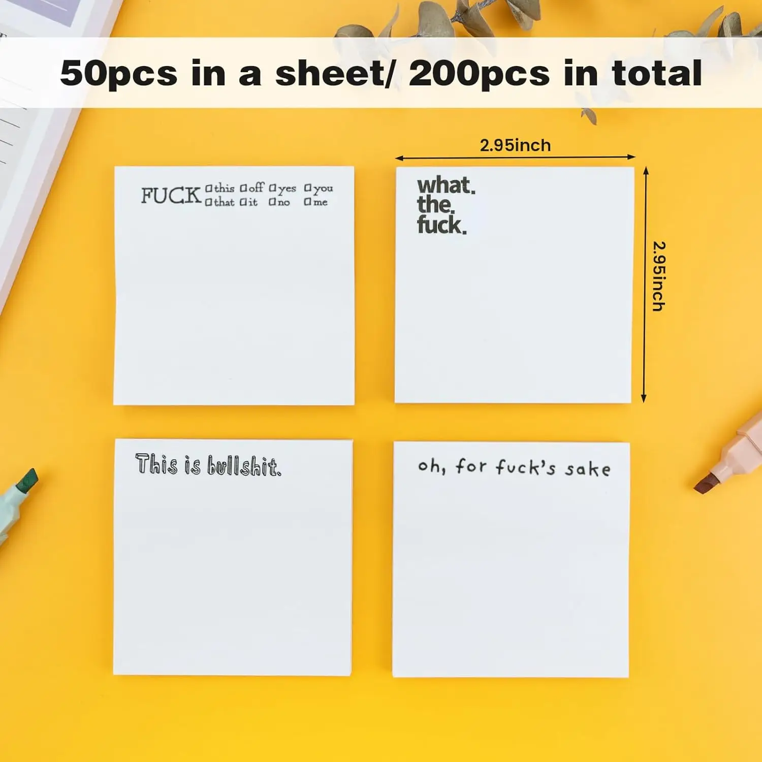 50 sheet Funny To-Do List Sticky Notes Humorous Note Pad memo pad Fun Stickers for Daily Tasks and Learning Office Supplies