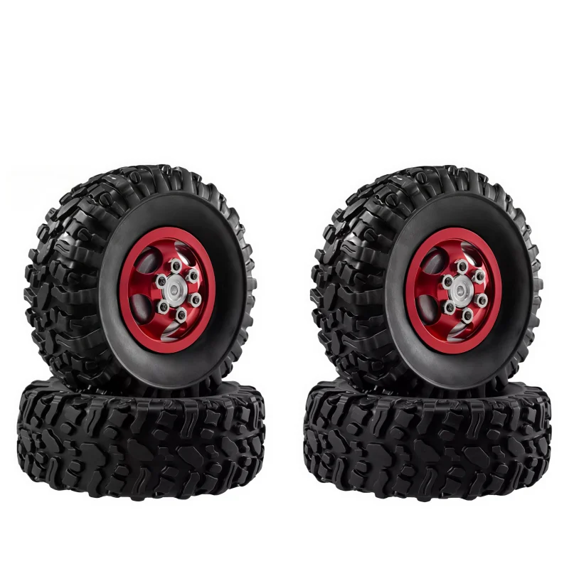 1SET Metal Beadlock Wheel Hub Wheel Rim And Rubber Tire For WPL1/12 MN82 LC79 MN78 RC Car Upgrade Parts Control Car Accessories 3