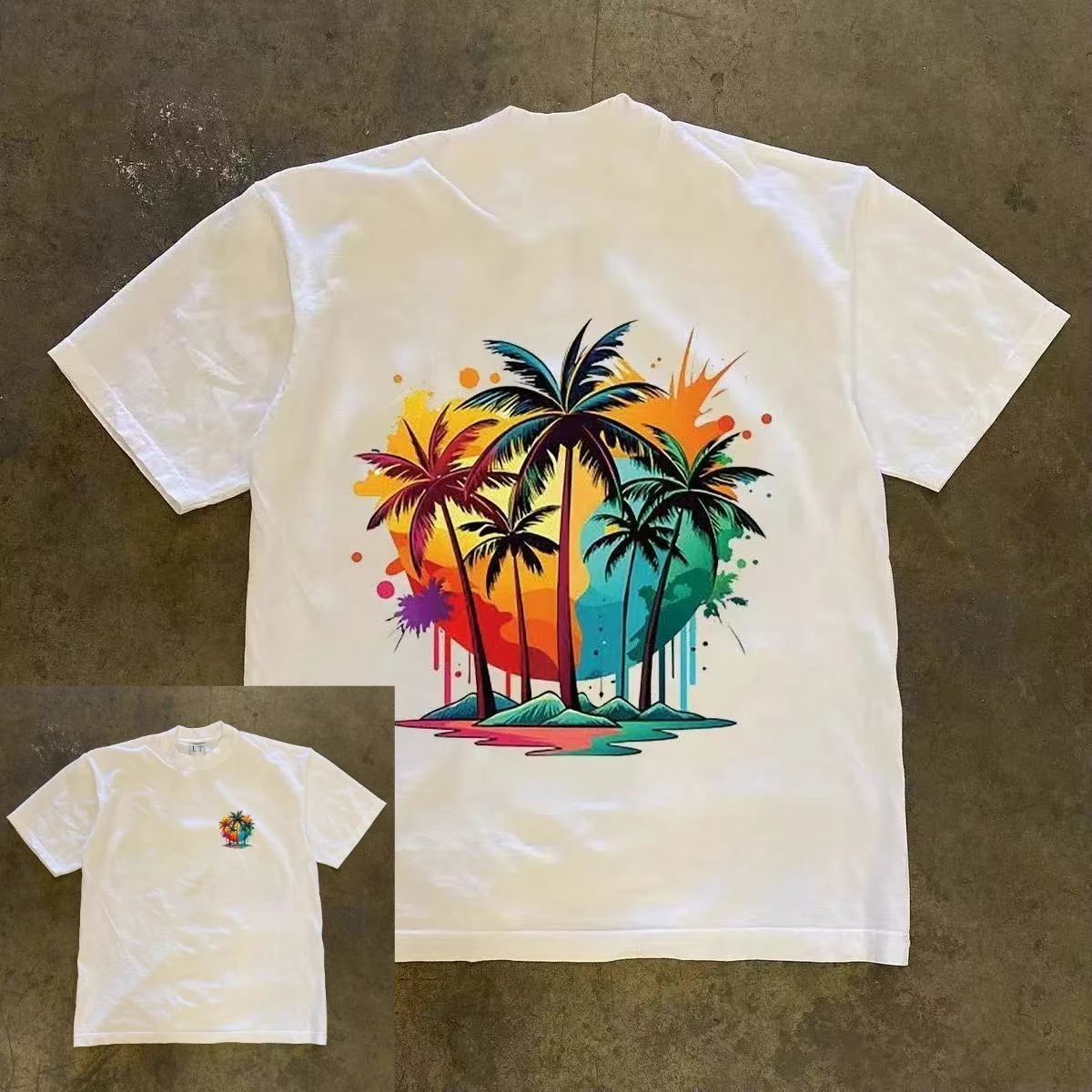 

Футболка À Manches Courtes Imprimé En Coton À Col Rond Pour Hommes Et Femmes Américains Polyvalents High Street Été Décontracté