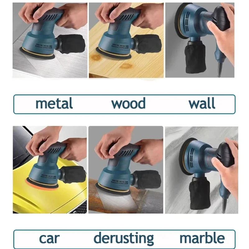 300W Electric Eccentric Sander,6 Gears Speed Adjustment 5 Inch 125Mm,For Wood Sanding And Car Polishing