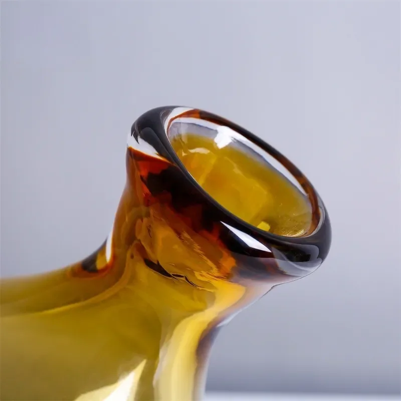 Modern Geometric Glass Vase Creative Oblique Design Flower Arrangement Home Decor Artistic Ornament for Living Room Table