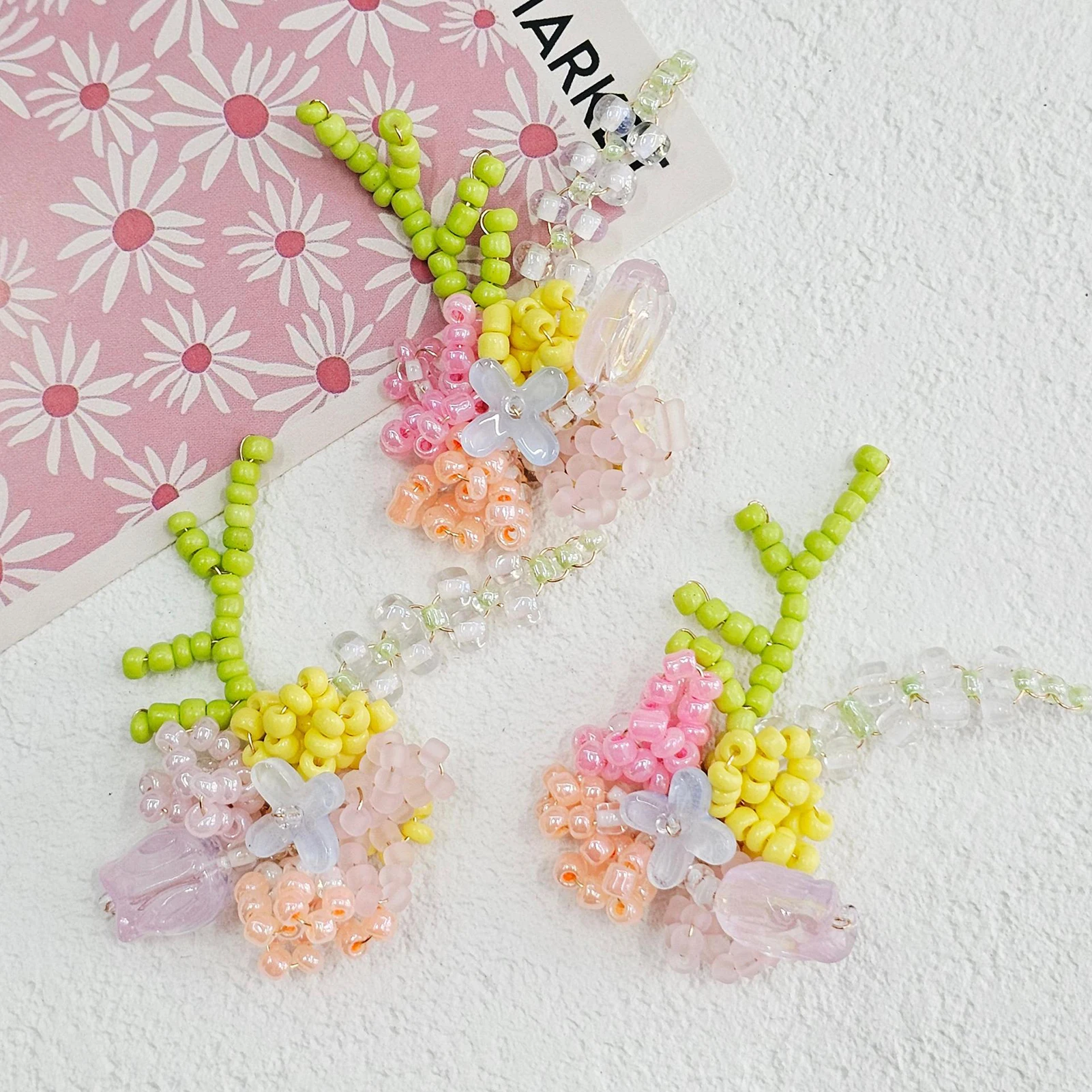 Dopamine Beaded Branch Flower Cluster DIY Accessory 1Pcs Resin Beads Lightweight Hand-made
