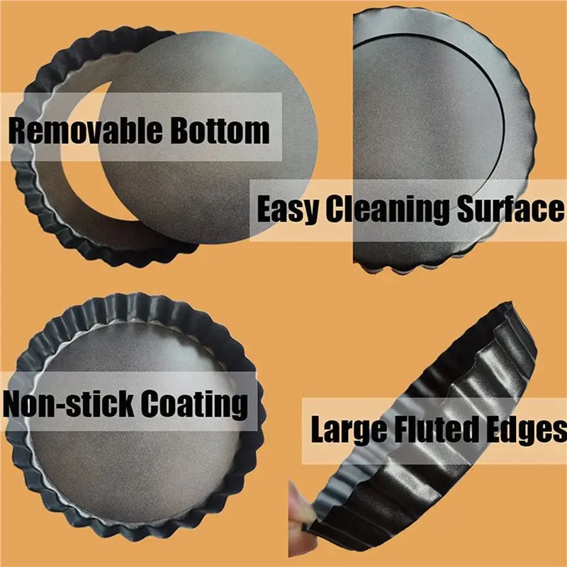 BMBY-24 Pack 5 Inch Mini Tart Pans With Removable Bottom Round Nonstick Quiche Pan, Heavy Duty Fluted Side Pie Tart Molds