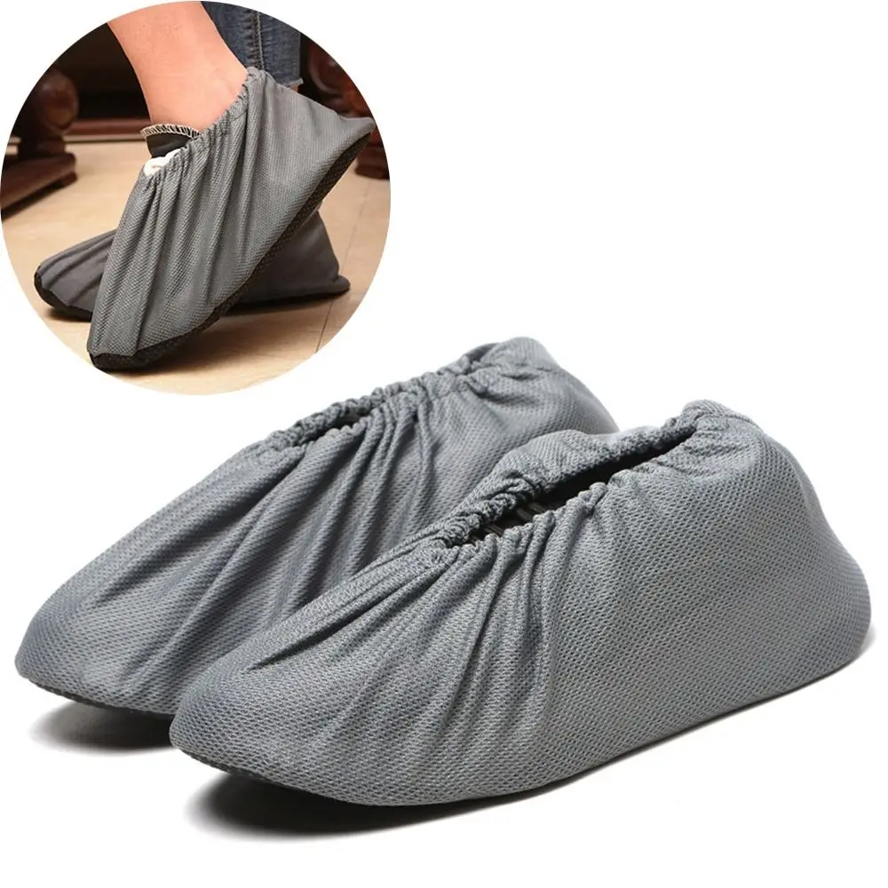 3 Pairs Thick Reusable Shoe Covers Breathable Mesh Non-slip Shoes Protectors Keep Floor Cleaning Full Sizes Booties Cover Indoor