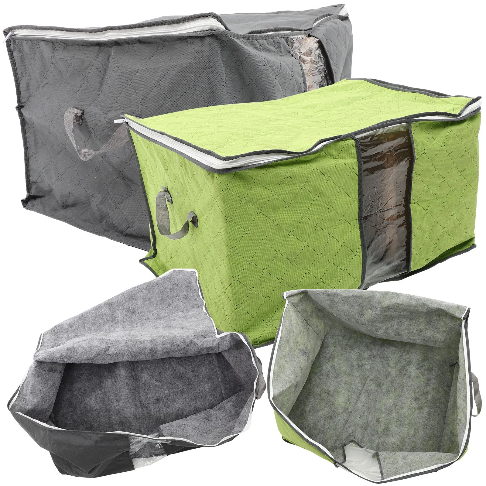 

4 Pcs Large Capacity Clothes Storage Bags Gray Green Home ganization Bedding Containers Household Quilt Bags