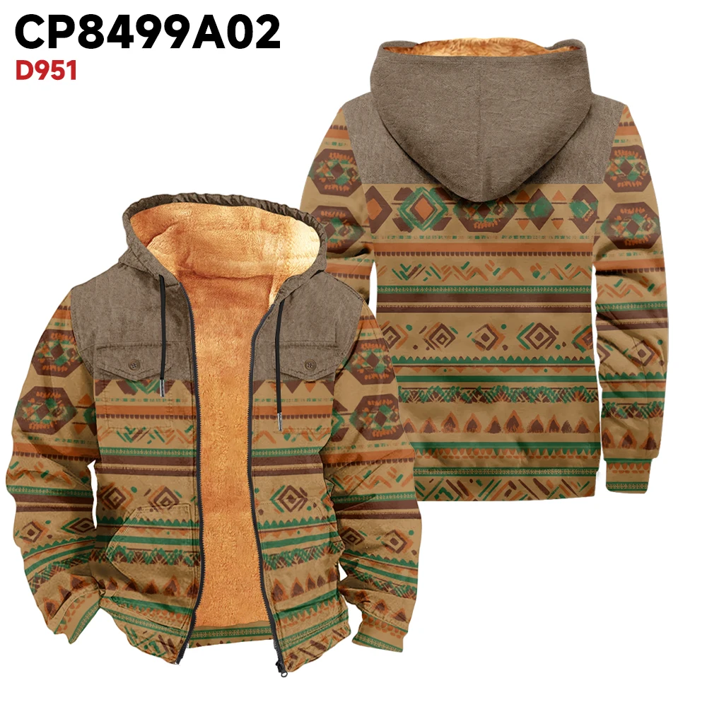 Winter men's coat plus size men's retro graphic printed coat fashionable and avant-garde