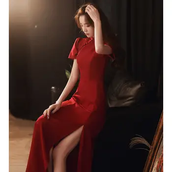 復古改良旗袍全新傳統中式婚紗女士旗袍祝酒服時尚優雅晚宴禮服 8 最佳銷售 女式旗袍 - №8