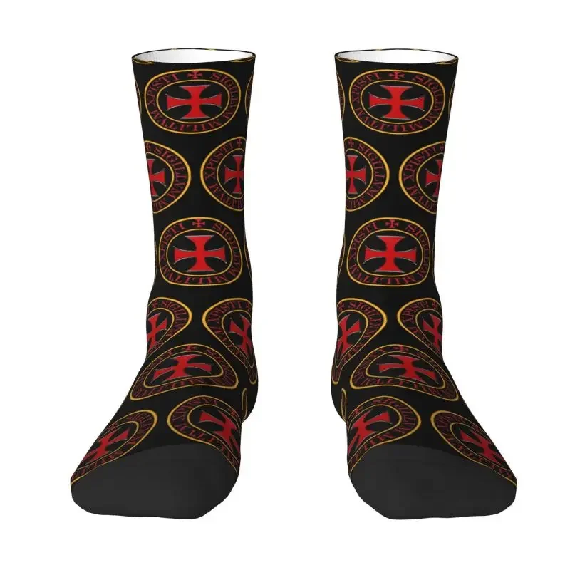 Knights Templar Cross Men Male Women Crazy Crew Socks Hip Hop Funny 3D Printing Christ Christian Crusades Dress Socks