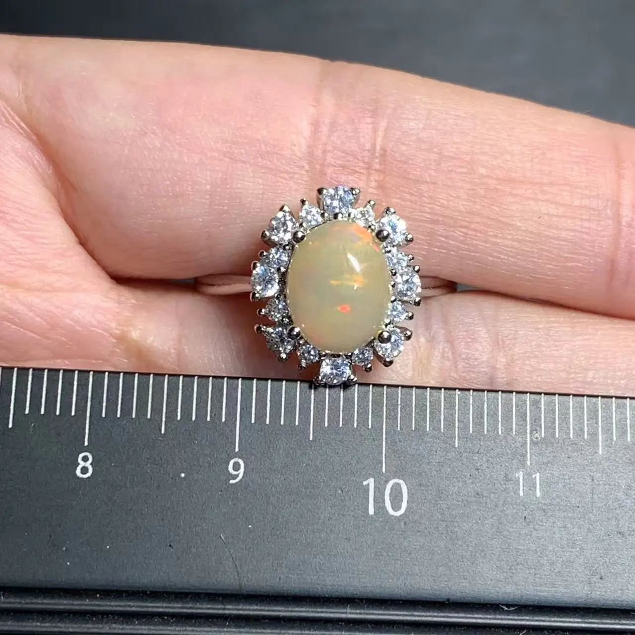 

OVAL natural fire opal RING Australia white copper Fine Jewelry Luxury Stones Wholesale Healing Energy Gift Lucky Jewelry