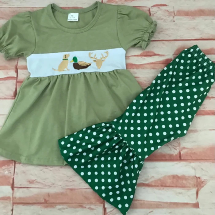 baby girls clothes outfits with duck dog deer pattern