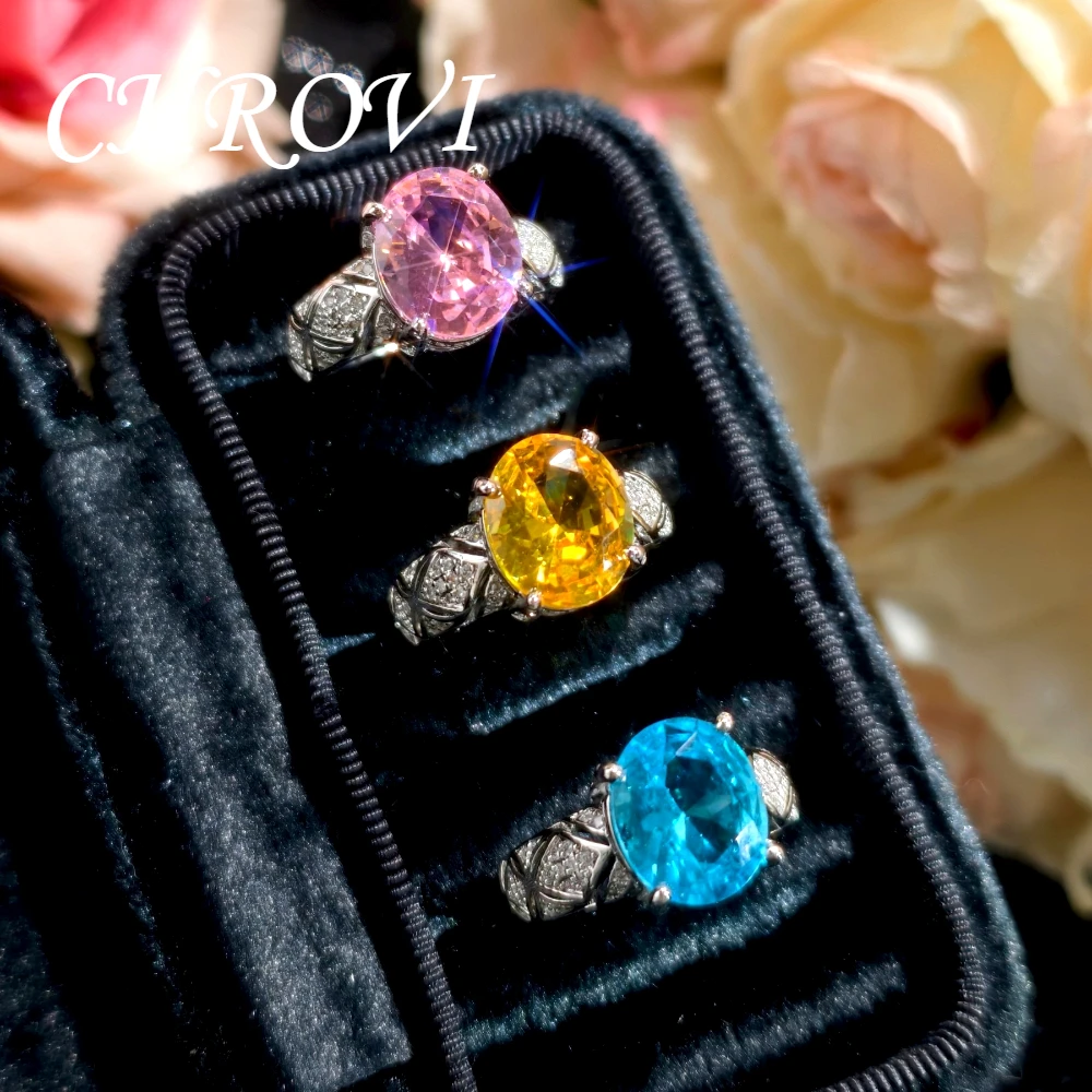 New fashion 925 sterling silver elegant pink diamond, blue diamond, golden diamond open-ended ring for women