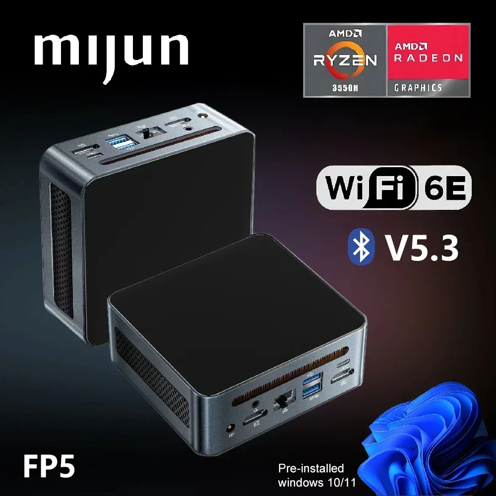 Процессор AMD Ryzen 5 3550H, мини-ПК, игровой настольный компьютер M.2 SATA SSD, слот 2xDDR4, WIFI6E BT5.3, поддержка низкой мощности, мини-ПК, Windows 11