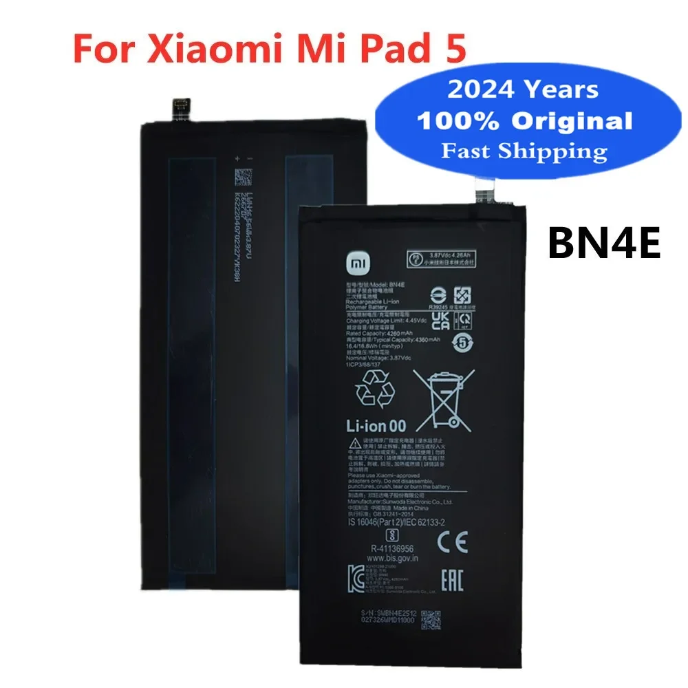 

2024 Years Xiao mi Replacement Battery BN4E For Xiaomi Mi Pad 5 Pad5 Tablet Battery 4360mAh Rechargeable Batteries + Tools