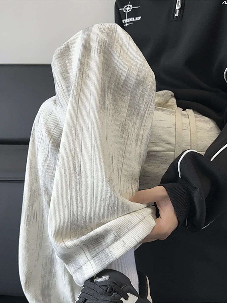 

Вельветовые спортивные брюки с принтом тай-дай, мужские весенне-осенние модные прямые свободные длинные брюки, американские тяжелые повседневные спортивные штаны