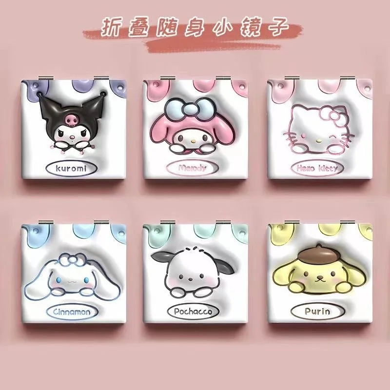 

Зеркало портативное маленькое зеркало Hello Kitty Kuromi My Melody Sanrio складные зеркала двухсторонний узор подарок для макияжа для девочки