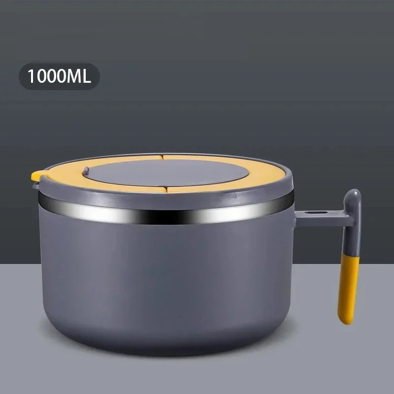 

Instant Noodle Bowl 304 Stainless Steel With Handle Bento Food Thermos Office Worker Student Kid's Lunch Box