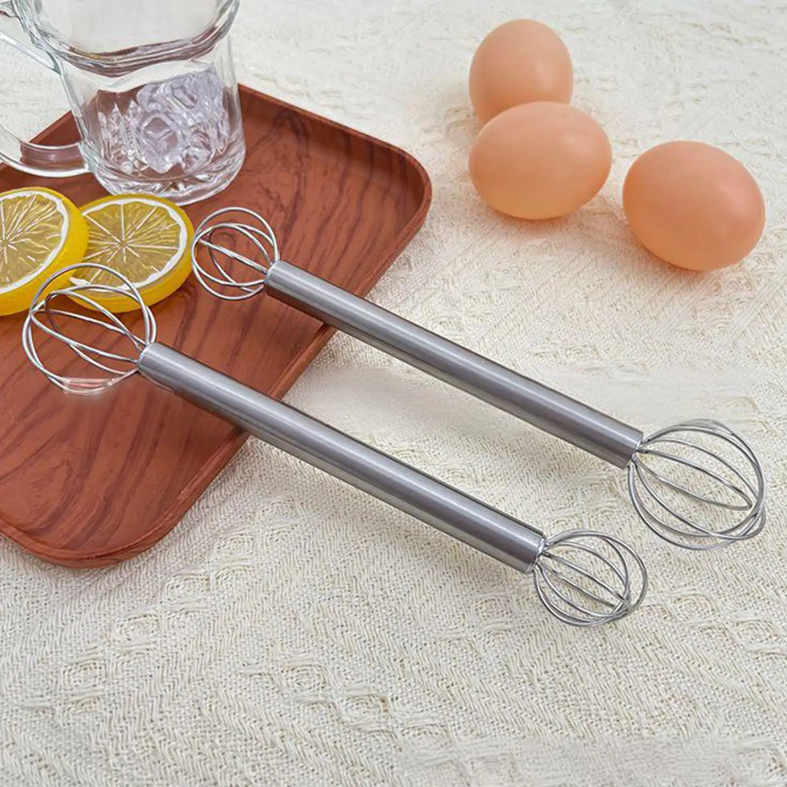 304 Stainless Steel Miso Stirring Stick Double-Head Whisk Manual Cream Sender D…
