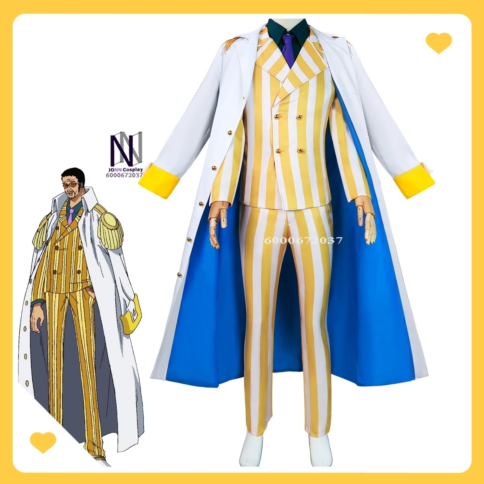 

Navy Admiral Five Elders Kizaru Role-playing As Anime Characters Navy "Justice" Emblem Cosplay Costume Two-dimensional for Man