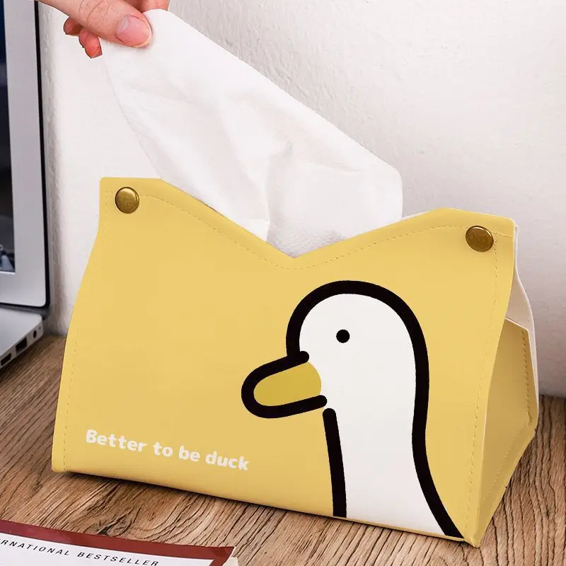 Cute Cartoon Paper Towel Box Duck Leather Paper Drawer Box Funny Design Creativity and Funny Storage Kitchen Toilet Car Towels