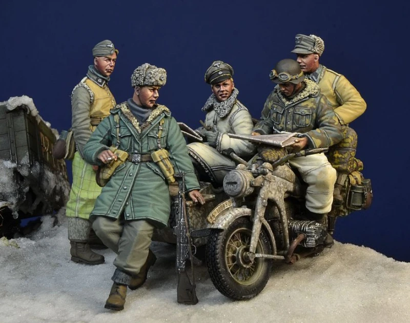 

Набор литых моделей из смолы в масштабе 1/35, немецкие горные войска и аксессуары времен Второй мировой войны, 5 фигурок (без мотоцикла), в разобранном виде, неокрашенный