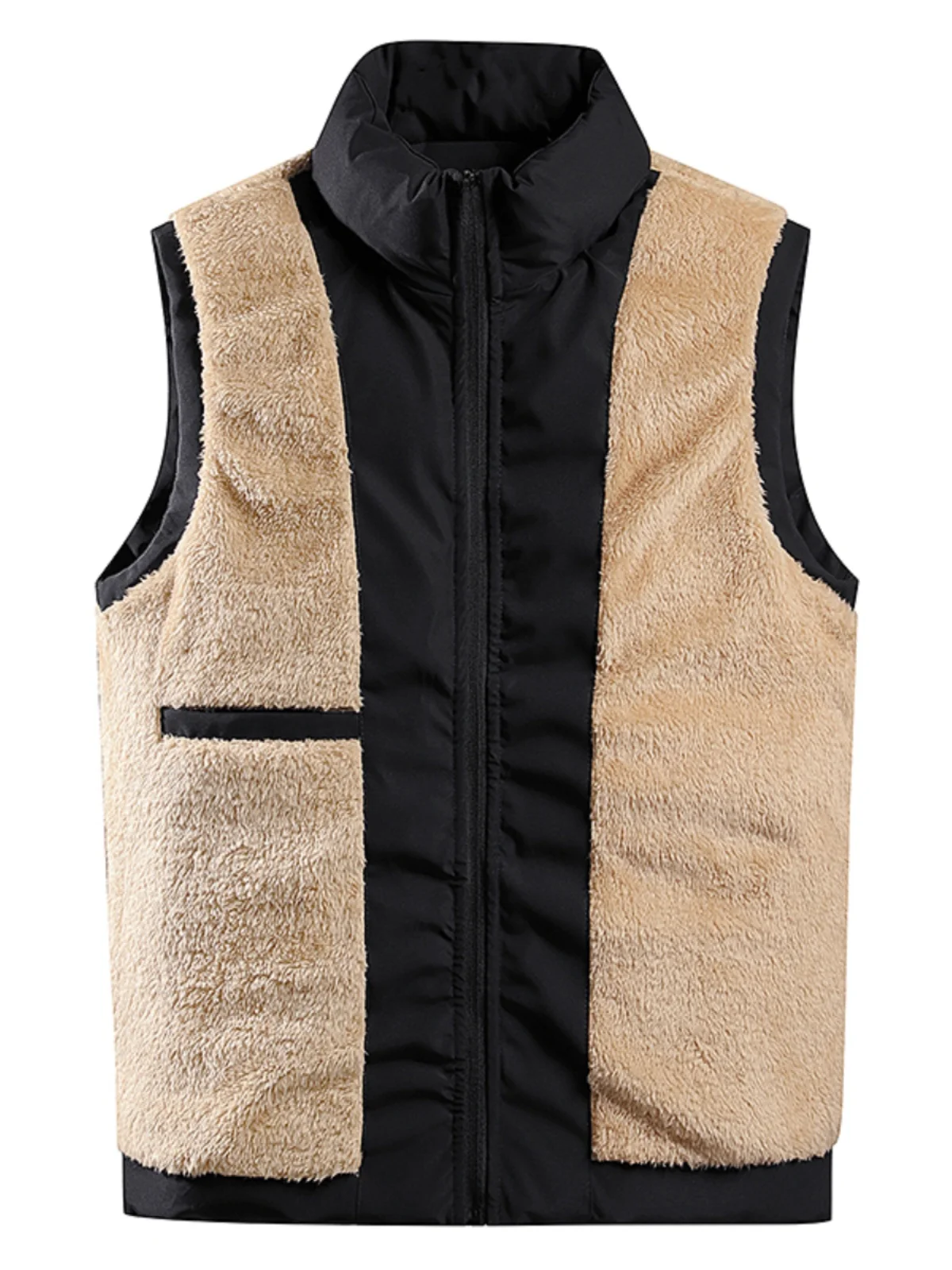 

Men's Fce Lined Thiened Warm Vest Autumn Winter Outerwear oulder Pad Stand Collar Jaet Youth Casual Polyester Fiber
