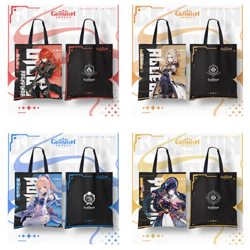 Anime Genshin Impact Canvas Bag Thickening Hardening Yae Miko Ganyu Hu Tao Ayaka Eula Raiden Shogun Game Satchel Portable Cloth