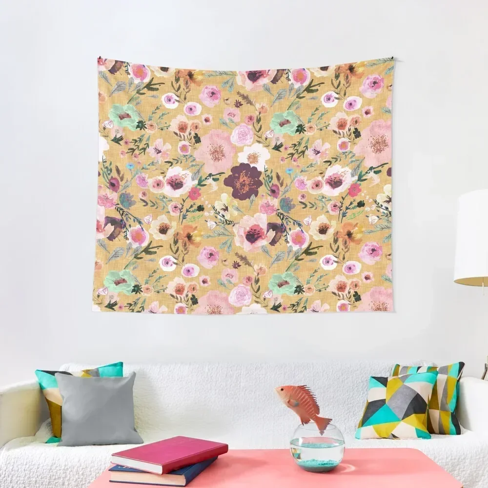 Burst into Bloom (mustard gold) Tapestry Room Ornaments Home Decorations Tapestry