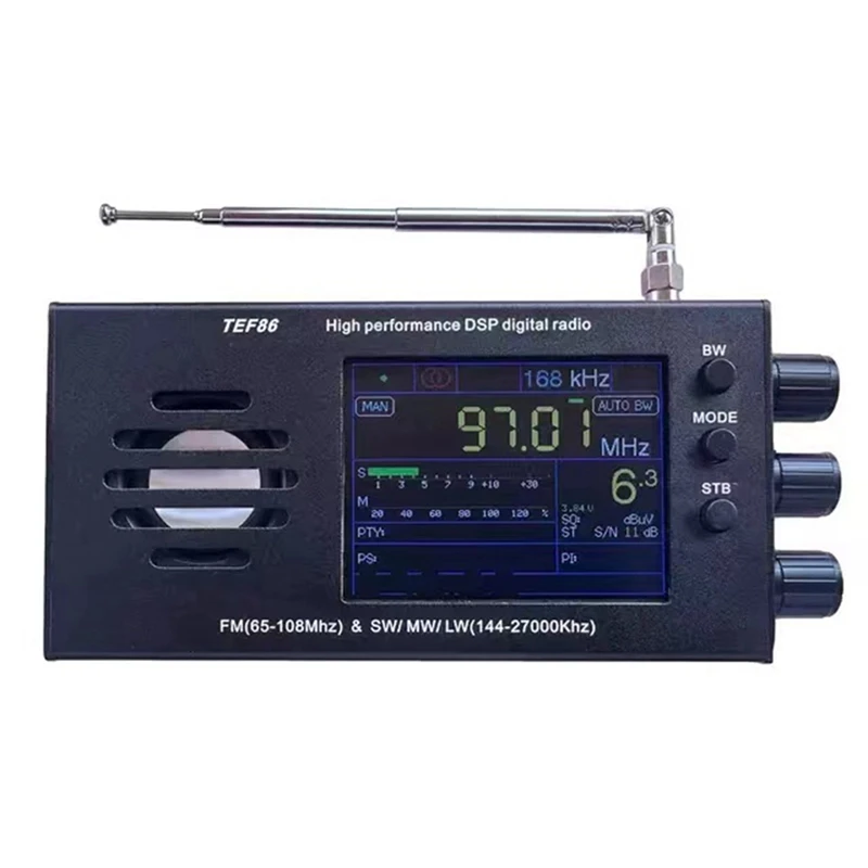 

TEF6686 FM(65-108Mhz)&SW/MW/LW(144-27000Khz) DSP Radio Receiver RDS With Battery Easy To Use Black