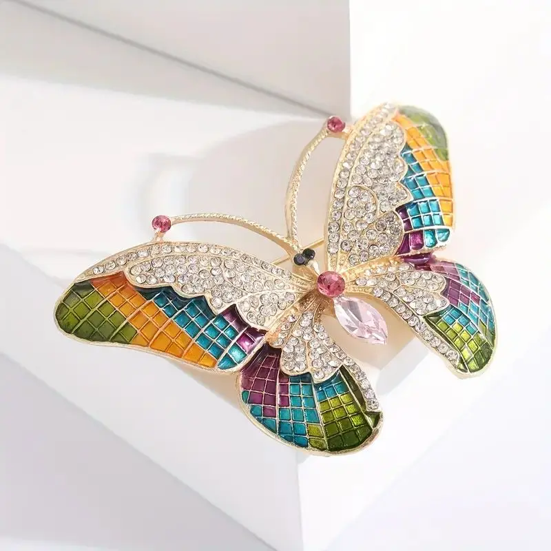 Trendy Multicolour Alloy Butterfly Brooches For Women Metal Crystal Insect Brooch Party Birthday Winter Jewelry