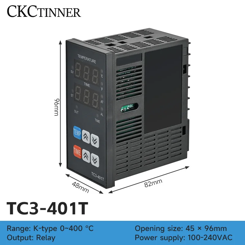 TC3-401T PID Temperature Controller Timer Thermometer Relay K-type 400℃ AC100~220V Integration Control Instrument Buzzer Alarm