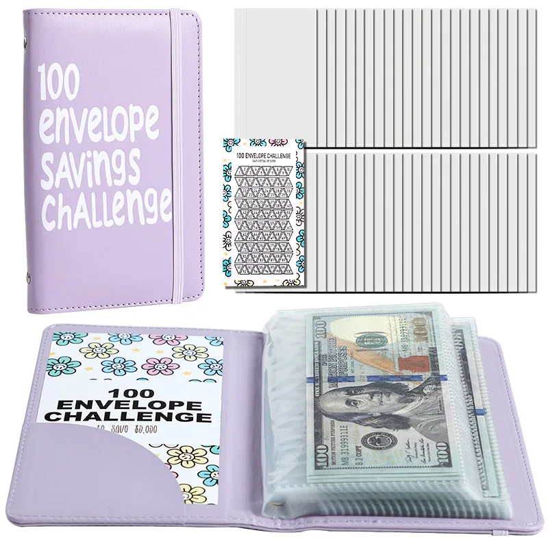 A6 100 Envelope Challenge Binder Easy and Fun Way to Save Savings Challenges Binder Budget Binder with Cash Envelopes