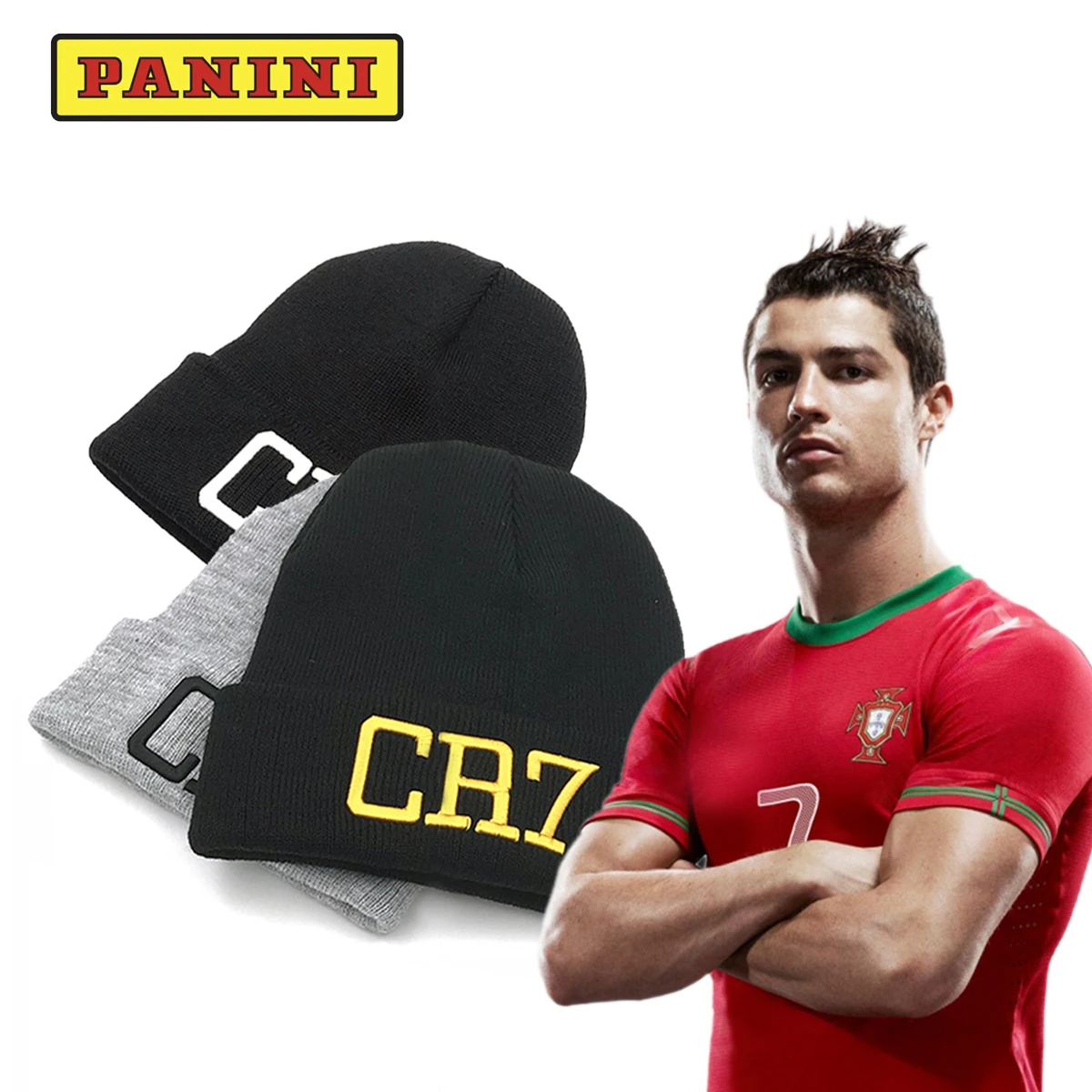 Cap Ronaldo CR7 Autumn Winter Solid Color Acrylic Fibers Hat Men\'s Warm Ear Protection Versatile Simple Knitted Hat Women