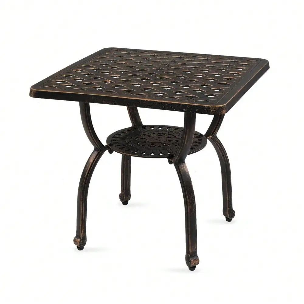 

Cast Aluminum Outdoor Side Table,Anti-Rust Outdoor End Table,Patio Coffee