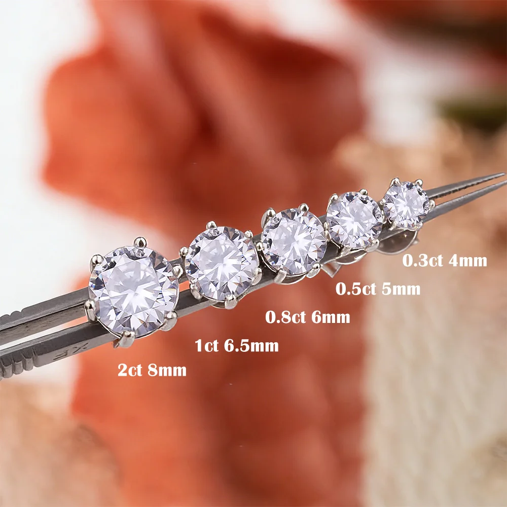 

Сертифицированные серьги-гвоздики из стерлингового серебра 925 пробы с муассанитом 0.1-2 карата для женщин и мужчин, классические, цвет D, имитация бриллиантов, ювелирные изделия для вечеринок