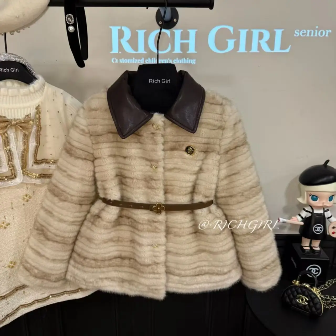 Girls' 2026 Autumn and Winter New Style Ultra High Weight Imitation mink fur Fashion Coat