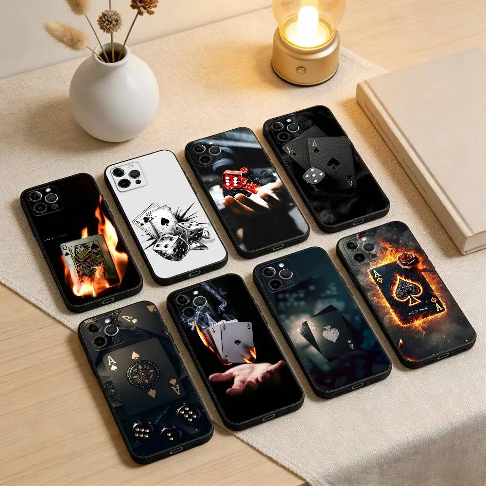 

Dark P-Poker Phone Case For iPhone 17,16,15,14,13,12,11 Plus,Pro Max,XS,Soft Silicone Black Cover