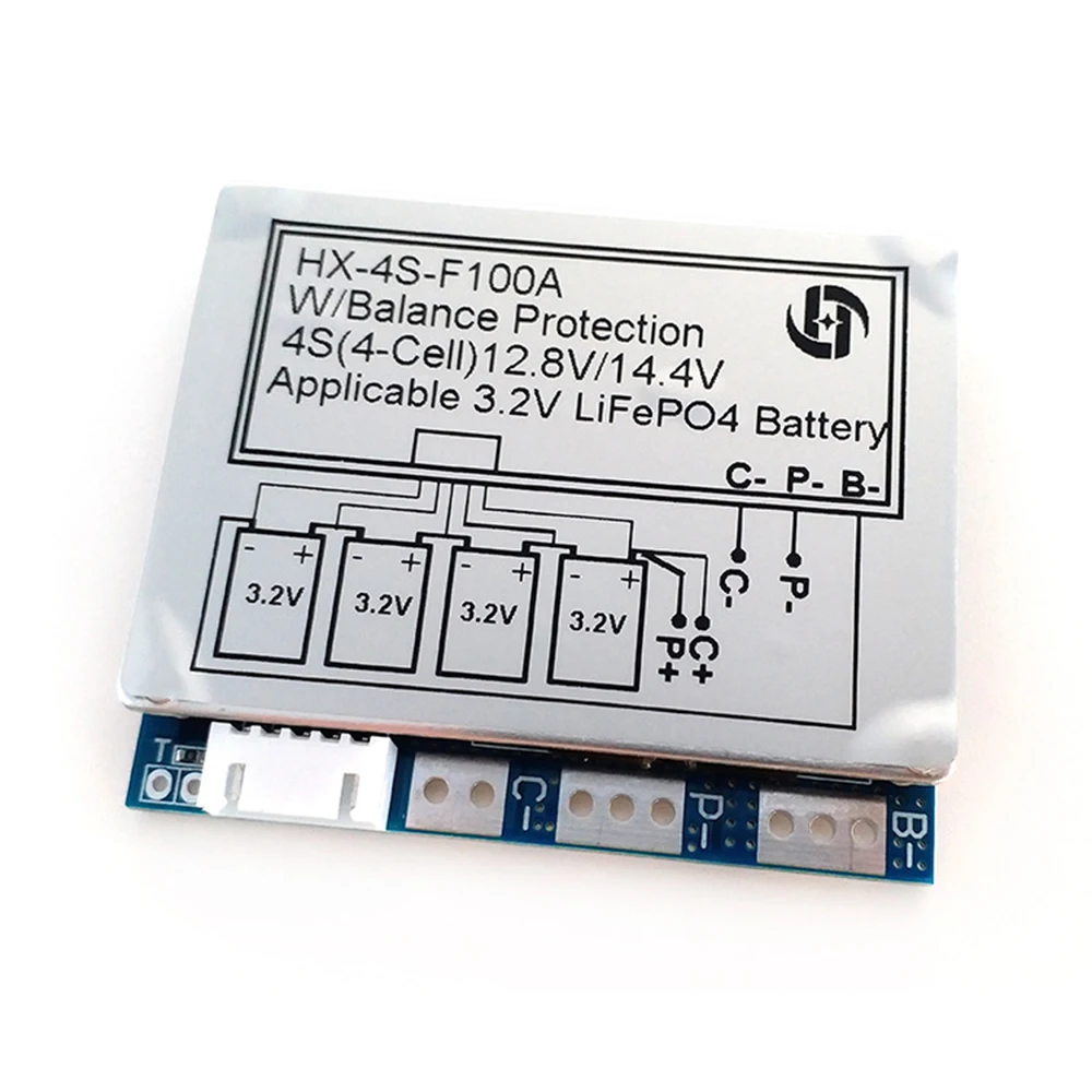 Alta Corrente Li-FePO4 Carregador de Bateria, Descarregador Proteção Board, Split Port BMS Módulo Equalizador Ativo, 4S, 12.8V, 14.4V, 100A