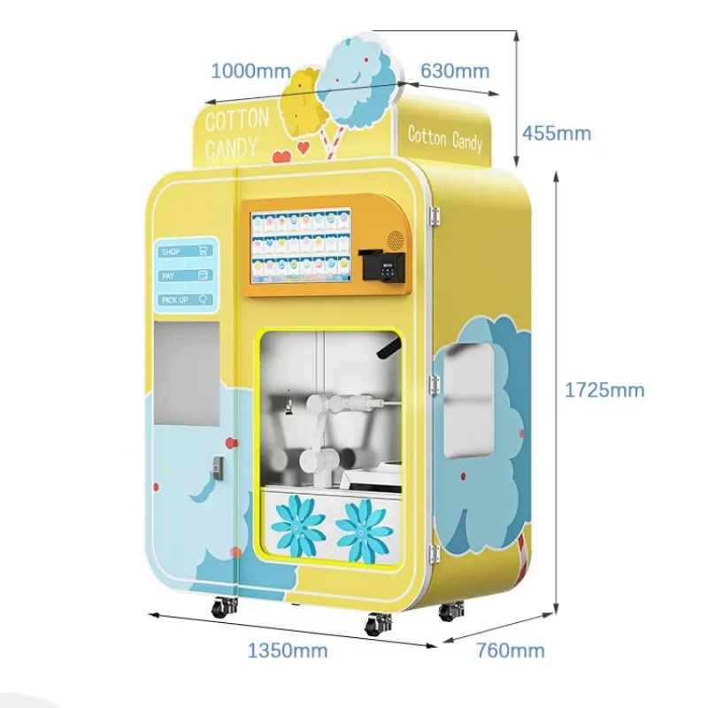 Wholesale Fast Payback Period Fully Automatic Cotton Candy Machine Professional Vertical Cotton Candy Vending Machine