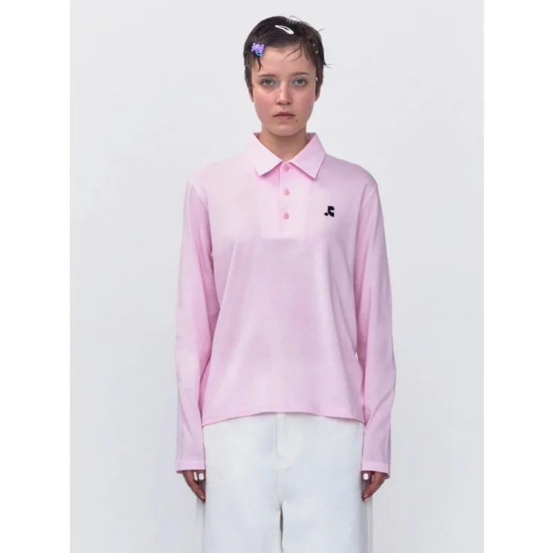 

Женская футболка для отдыха и отдыха, рубашка поло с длинным рукавом, отложной воротник, оверсайз, повседневная, удобная для повседневного использования на открытом воздухе